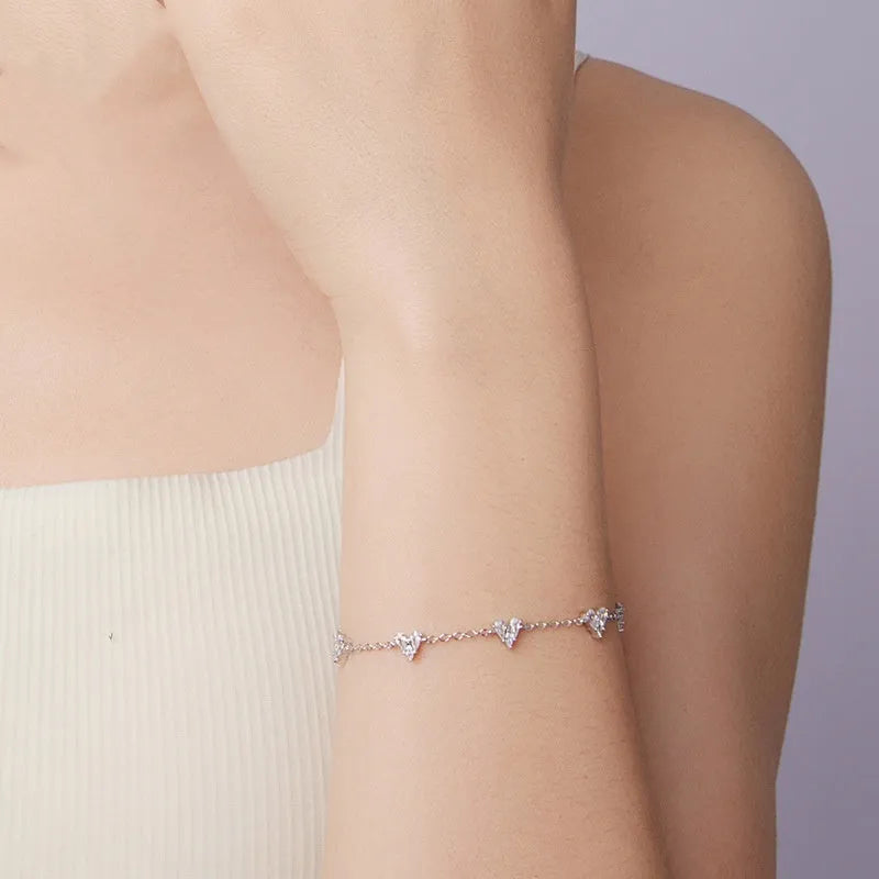 Simple Love S925 sterling silver bracelet in BSB227 colour with electroplated finish