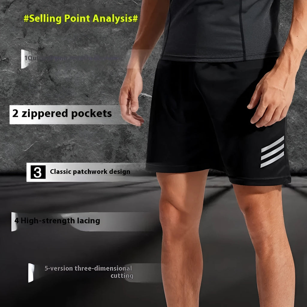 Men's loose five-point reflective running shorts in polyester for sports and leisure, multicolour option