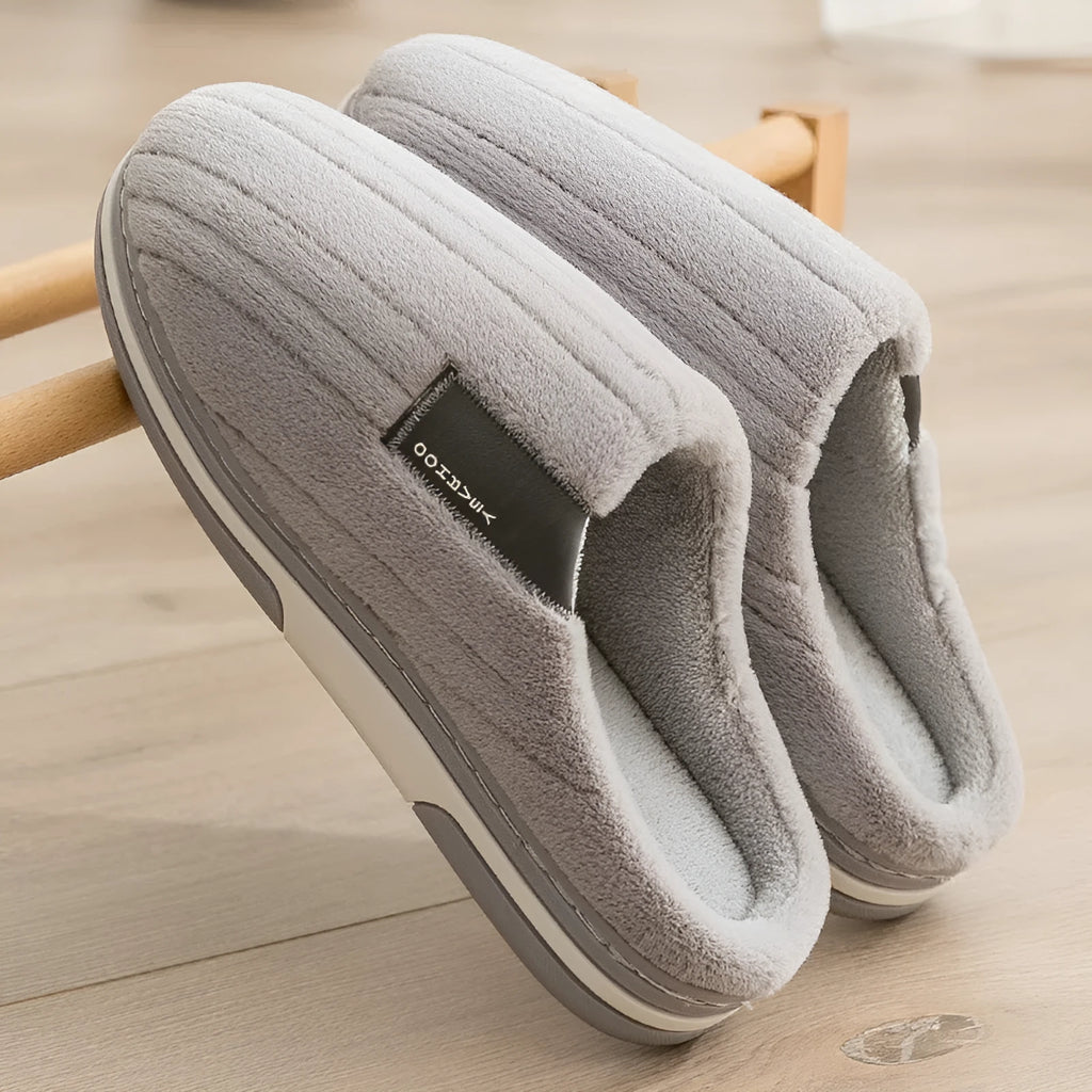 Men's cotton winter anti-slip slippers with suede upper and TPR sole