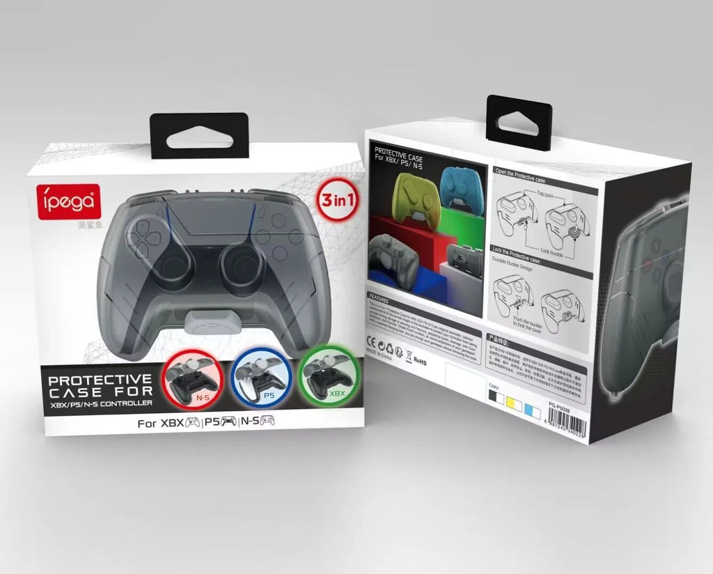 Transparent grey hard plastic game controller protective storage case