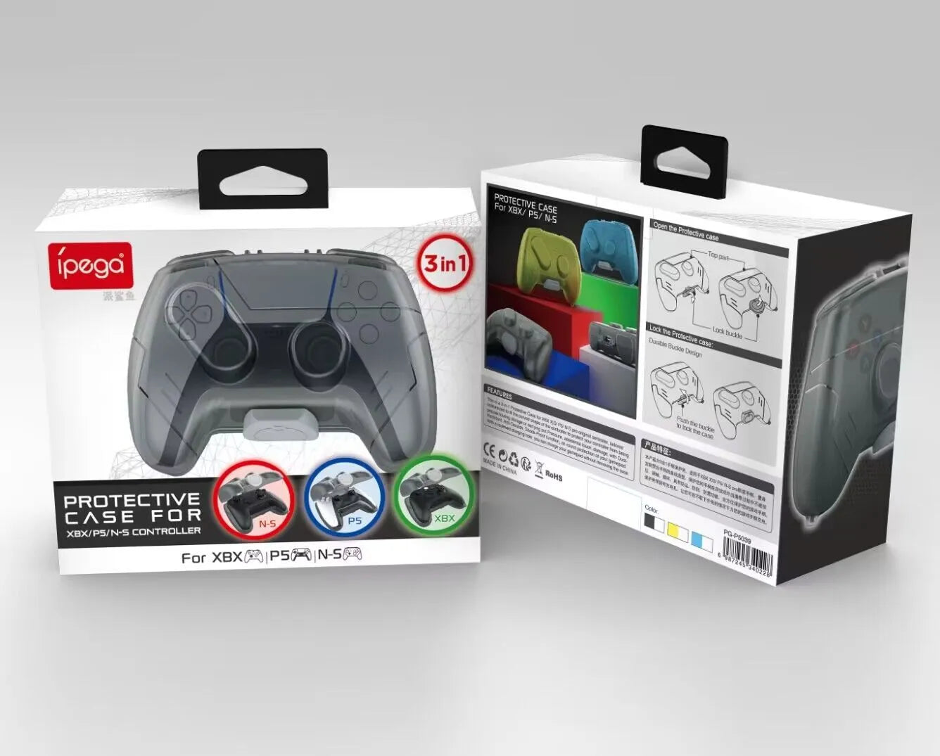 Transparent grey hard plastic game controller protective storage case