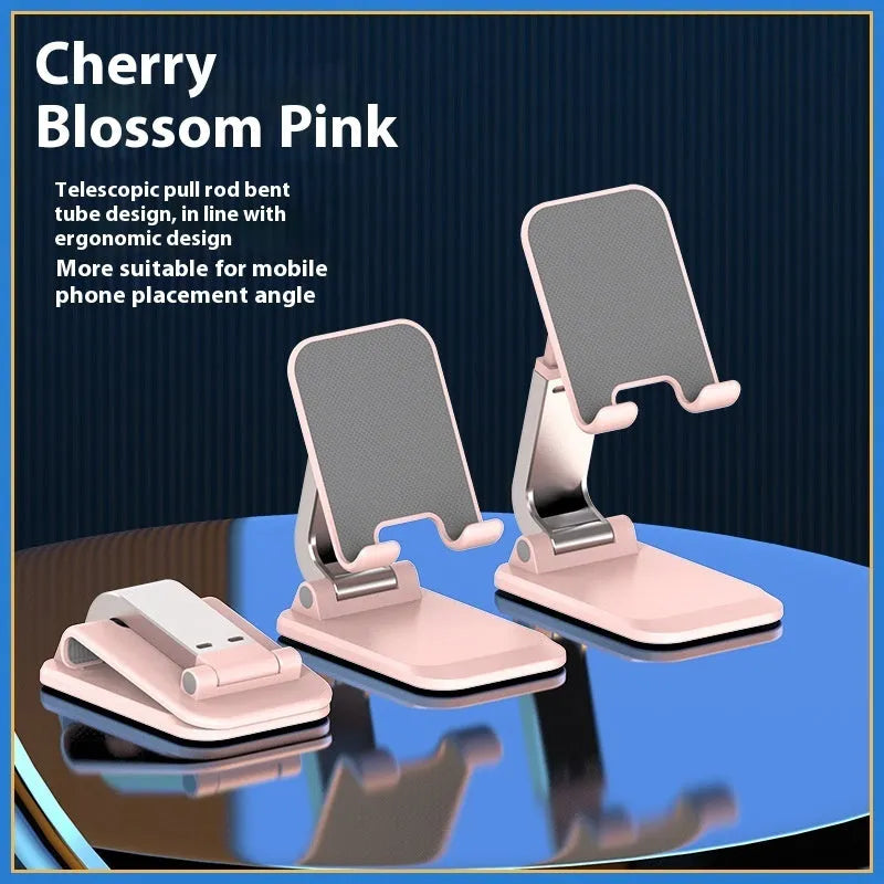 Folding portable desktop stand for mobile phones and tablets in multiple colour options