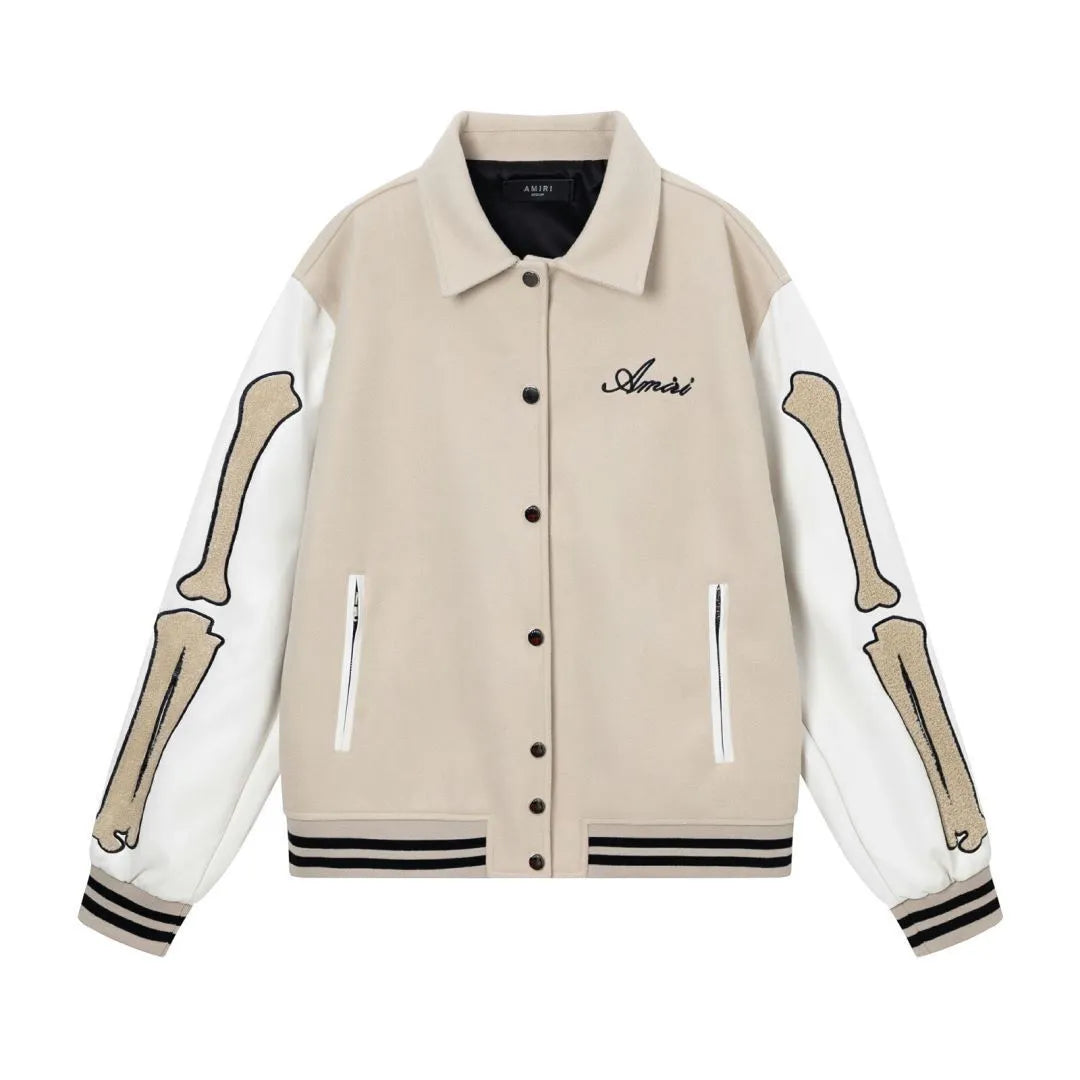 Women's bone embroidered woolen jacket in apricot colour for autumn and winter wear