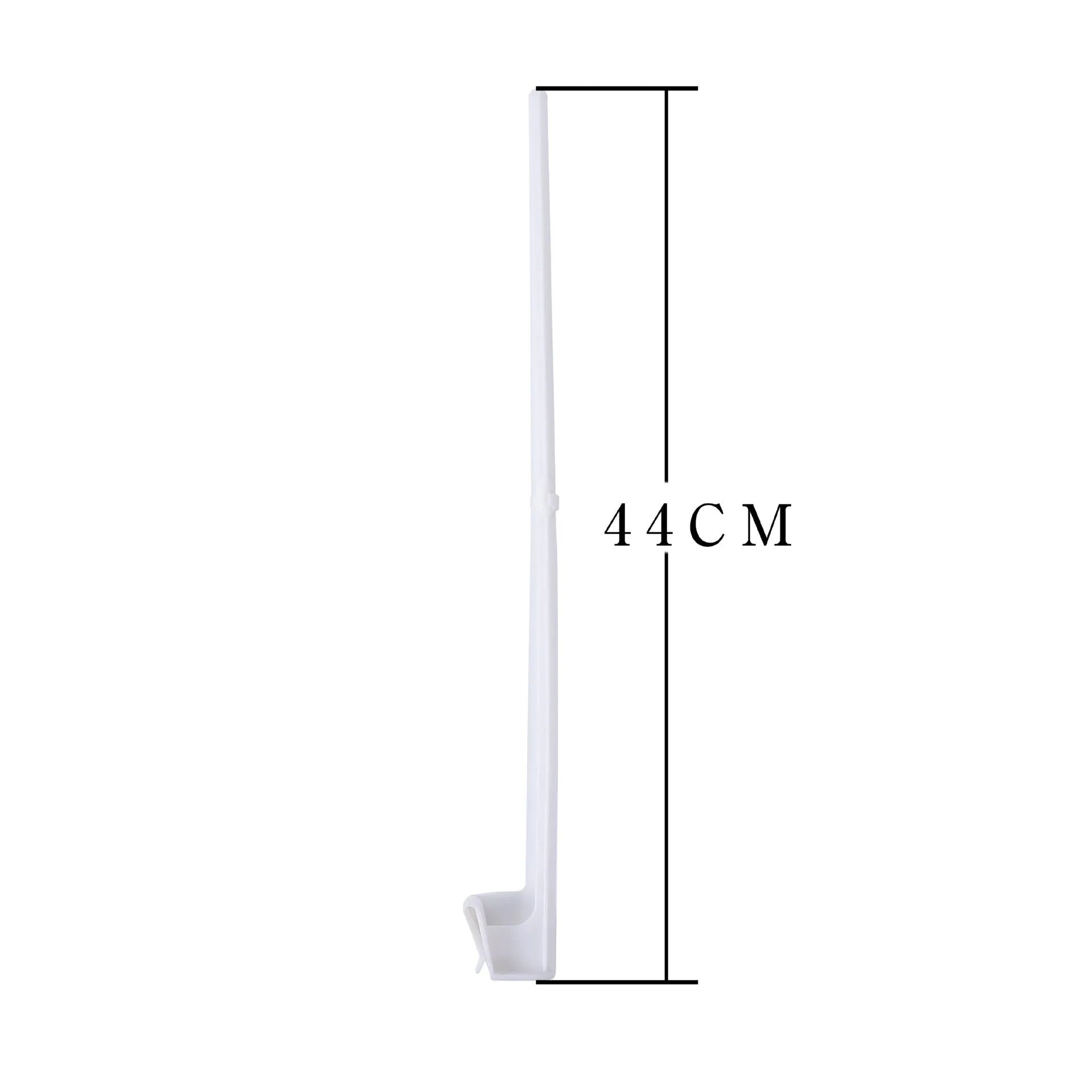 Ten white plastic car window flag pole holders with clip mounts on a clear background.
