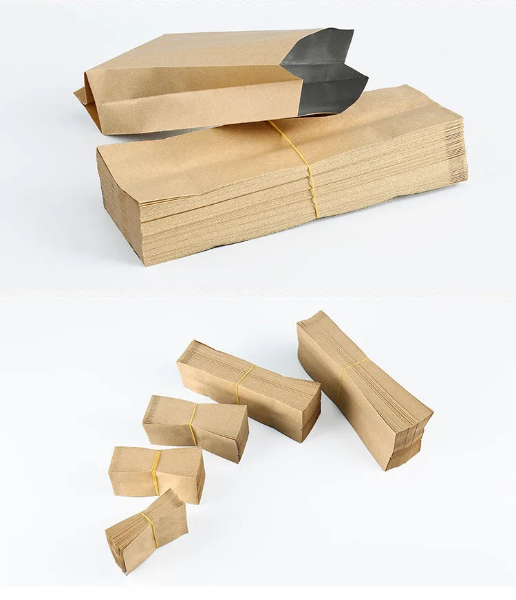 Yellow kraft paper aluminium foil thickened snack packaging bag with customisable capacity sizes