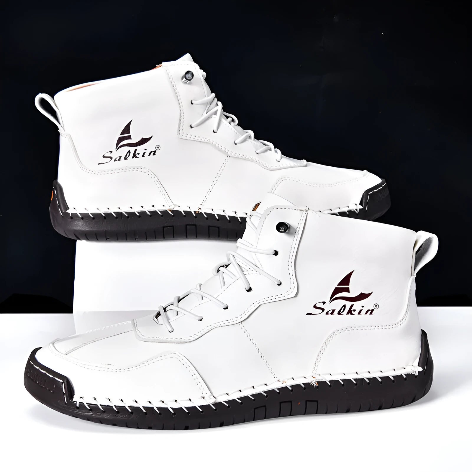 Men's high-top casual boots with elastic band and round toe in multiple colour options