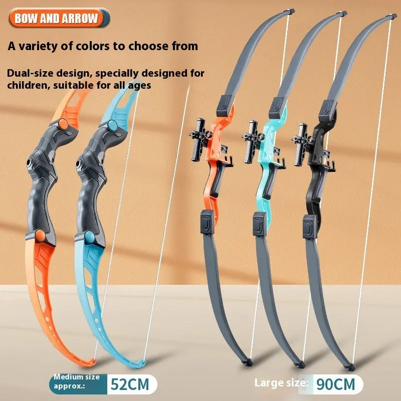 Children's plastic bow and arrow set in orange with target and arrows for outdoor play