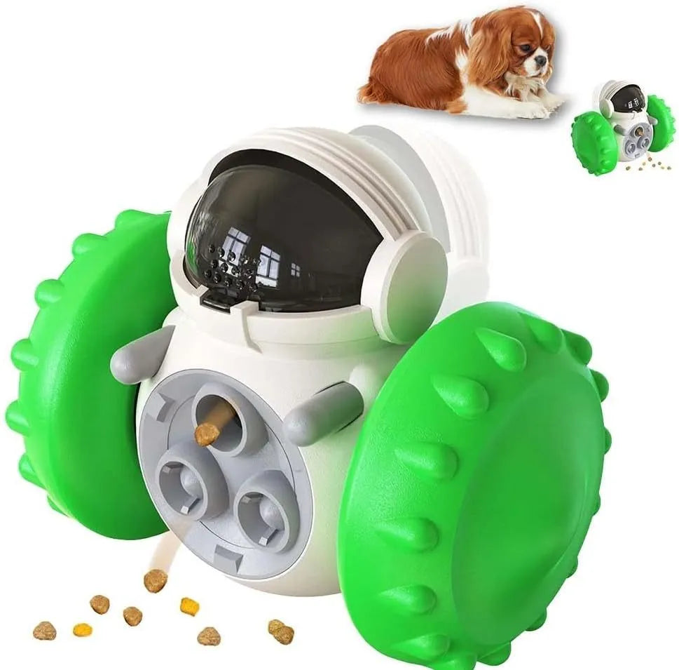 Self-balancing dog treat dispenser toy in five colours for small pets