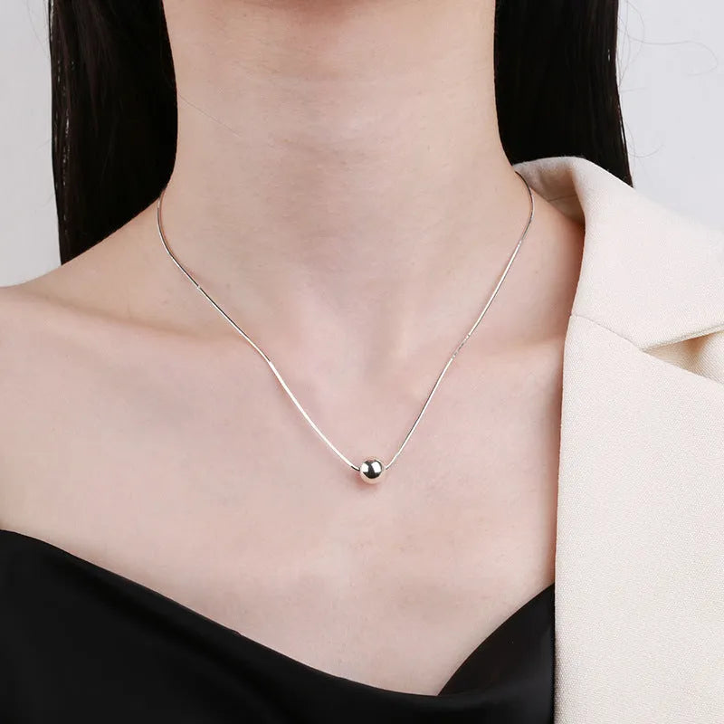 925 sterling silver clavicle chain necklace with small balls pendant in YFL376 colour