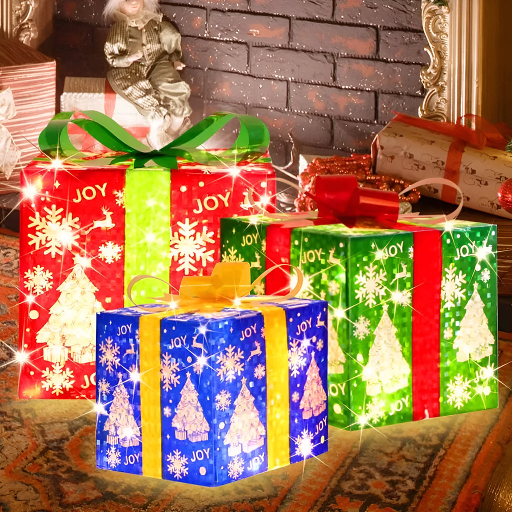 Folding Christmas LED decoration tree set with remote control, warm and colour light options, 26 cm tall, polyester PTE fabric