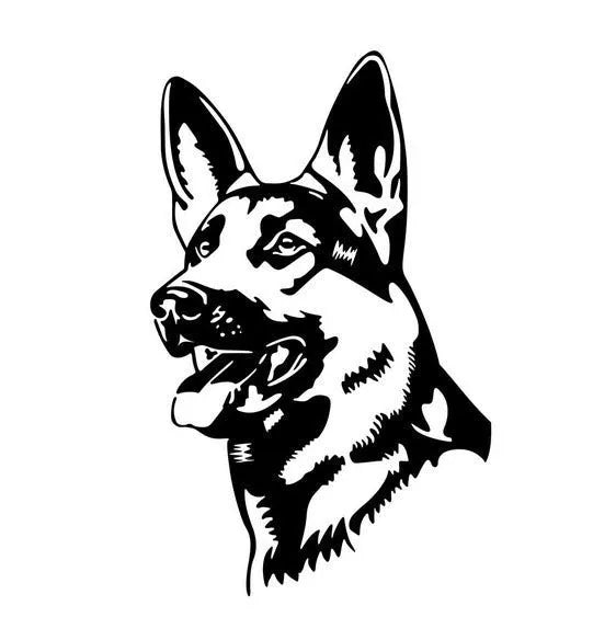 Reflective Alsace Shepherd hunting dog car bumper sticker, 13cm by 8cm