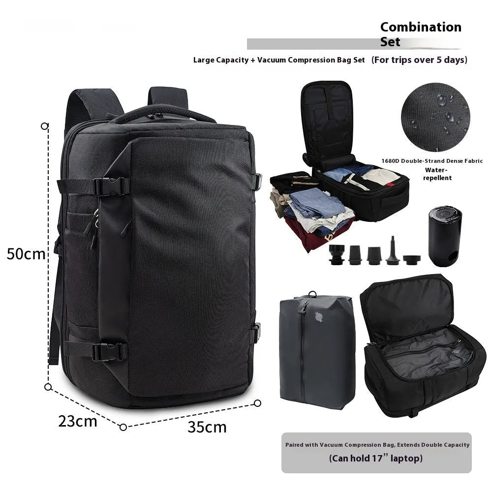 Outdoor portable travel vacuum storage bag in solid colour, wide opening for packing clothes, 36-55 litre capacity