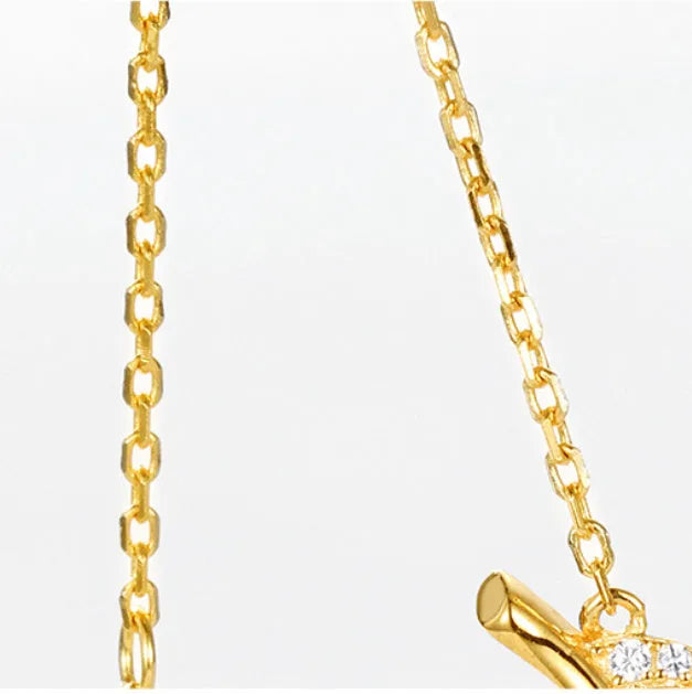 925 silver leaf clavicle chain gold electroplated geometric pendant on woman neck