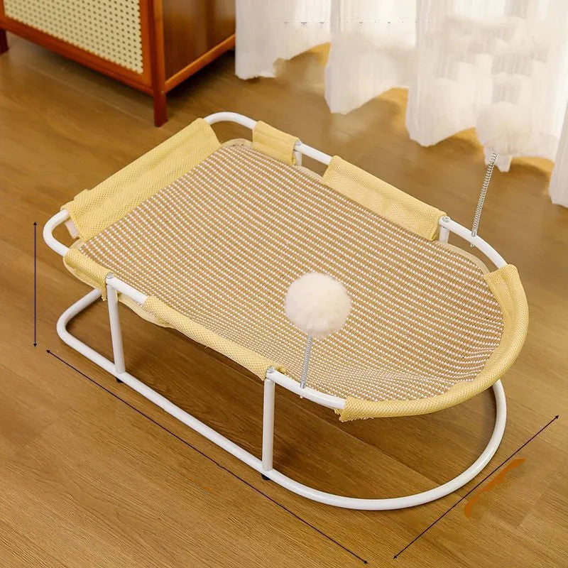 Large grey fabric cat kennel with mesh side panels and a removable base, shown assembled.