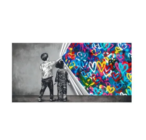 Children's graffiti abstract canvas print frameless wall art in modern style for kids room