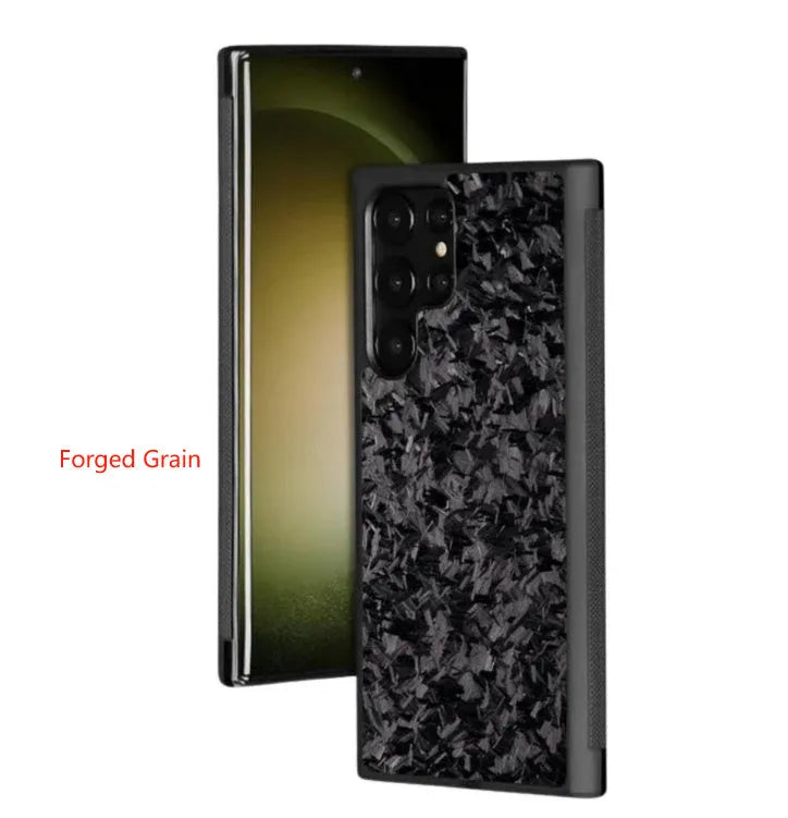 Samsung S25 mobile phone case in forged carbon fibre style with textured pattern