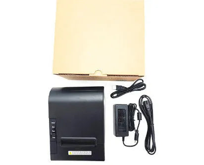 Minimal design kitchen thermal receipt printer with 80mm paper width and multiple connectivity ports