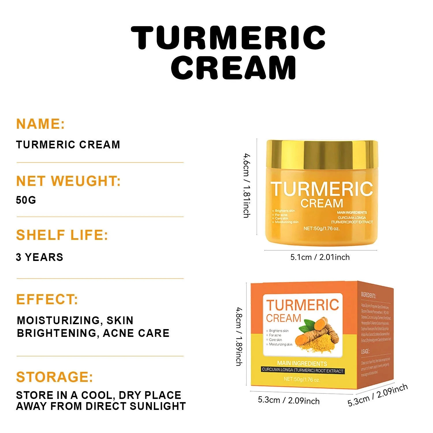 50g moisturising cream jar with brightening and hydrating properties for general skin types