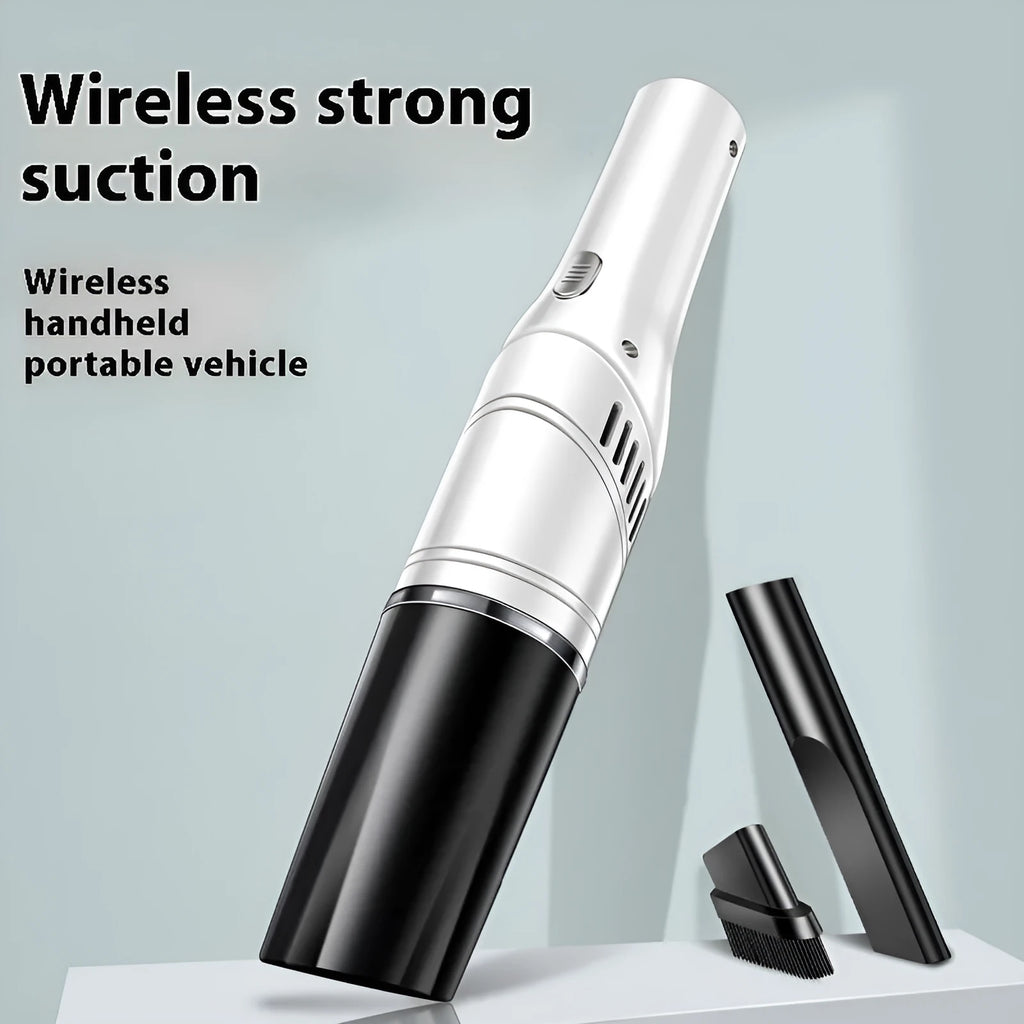 Handheld car vacuum cleaner in white or black, wireless 12000Pa or 12V wired 9000Pa, with tire pressure measurement function