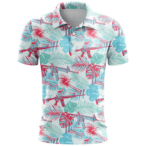 Loose fit 3D printed short sleeve casual T-shirt on a hanger, showing colour and pattern detail.