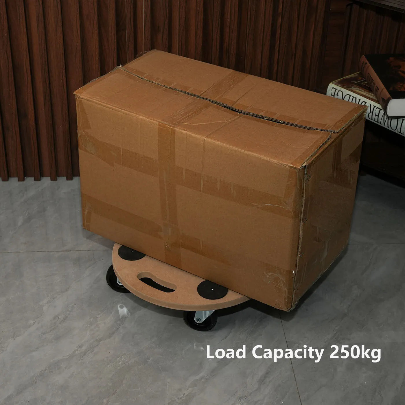 Two natural wood mover trolleys with flat non-slip platforms for heavy furniture moving.