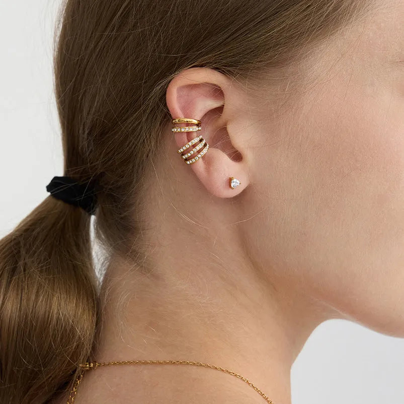 Women's stainless steel clip-on geometric ring earrings with electroplated finish in colours JDE0309004 and JDE0309005