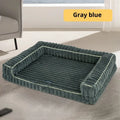 Kennel stripe dehaired angora removable pet bed for dogs, corduroy cushion, grey colour, 100x75cm size