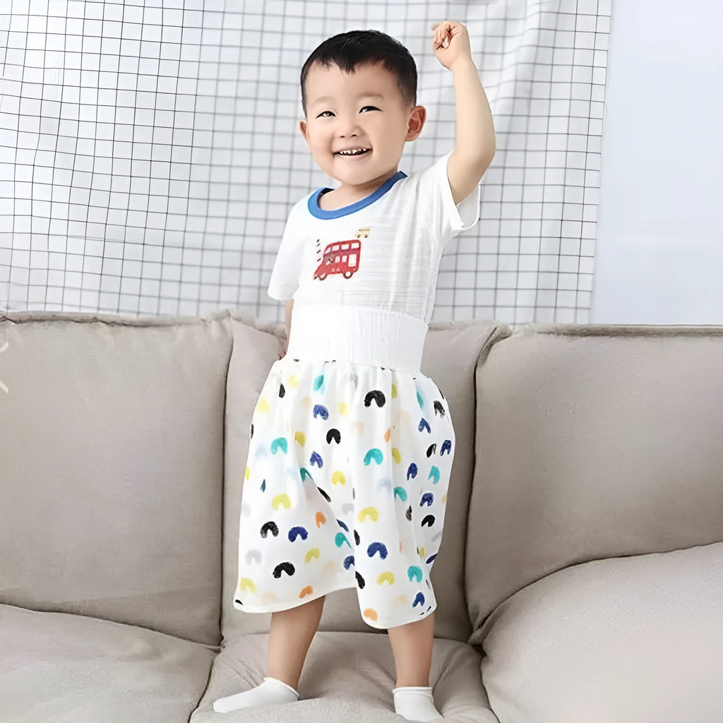 Pure cotton baby diaper skirt in Dinosaur pattern, adjustable waist for 0-8 years
