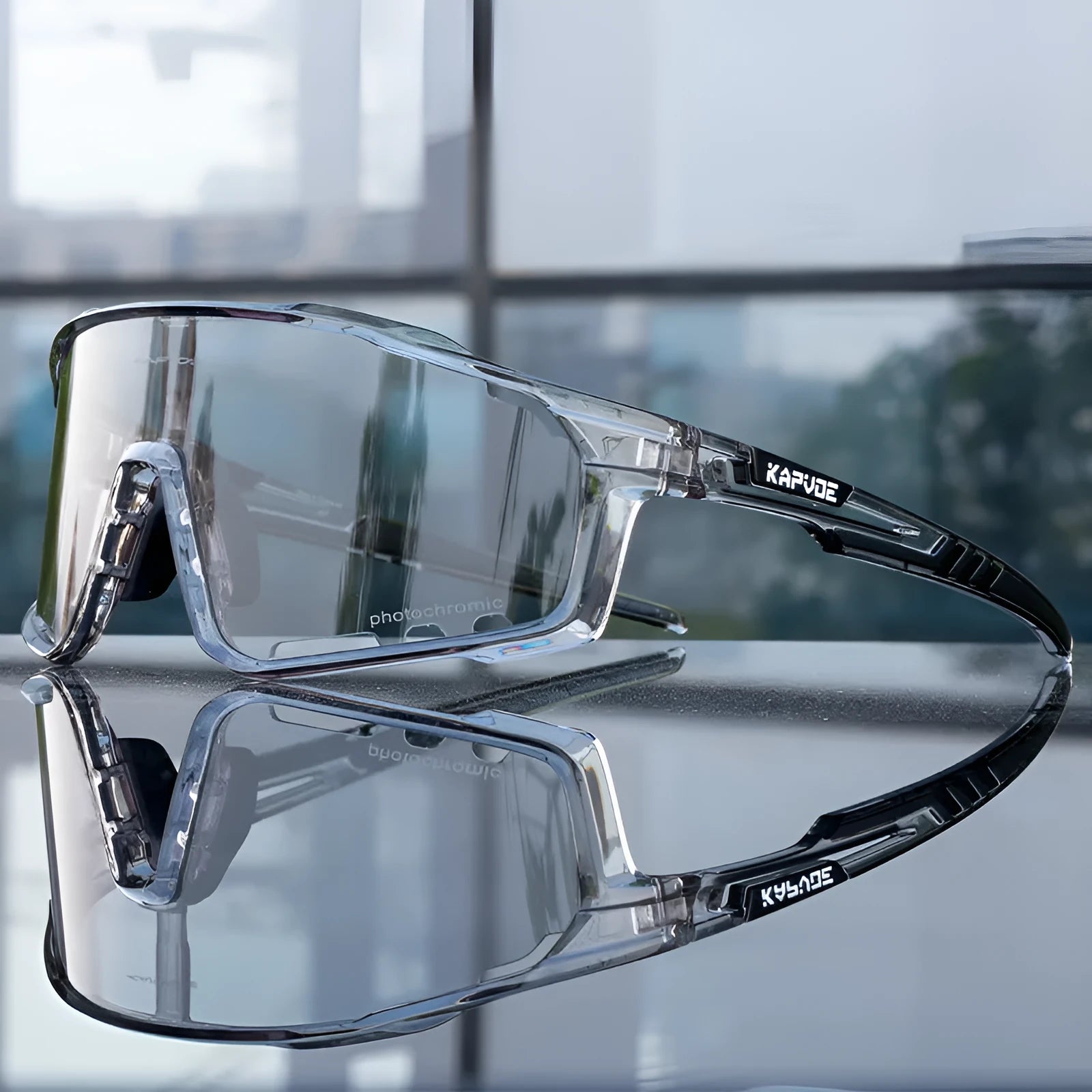Photochromic cycling goggles with TR90 frame and semi-rimless design for outdoor sports