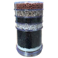 Blue plastic household water purifier with activated carbon filter, 25.3 x 59 cm, eight-layer filtration