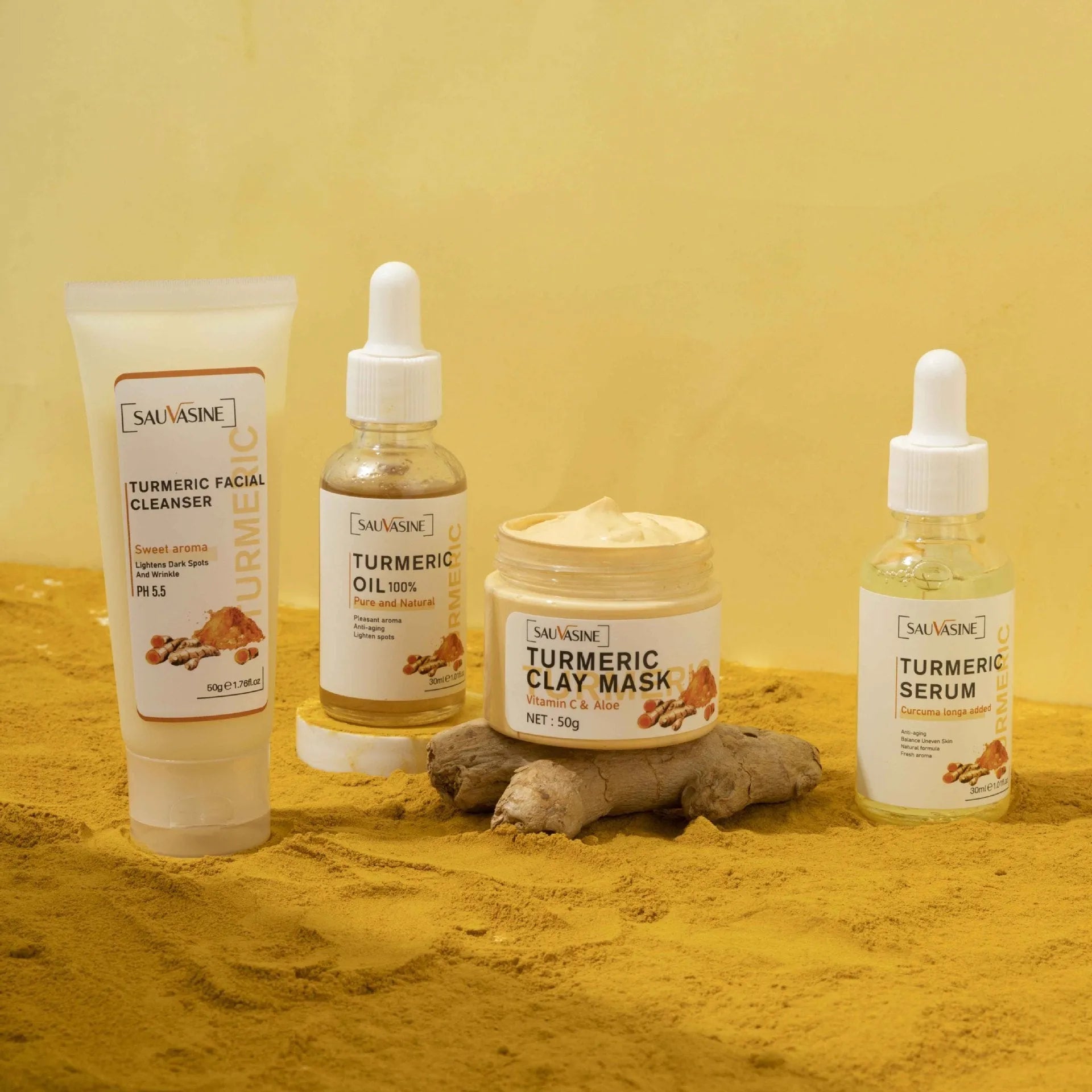Turmeric skin care kit five-piece set with gentle rejuvenation and deep nourishing moisturiser