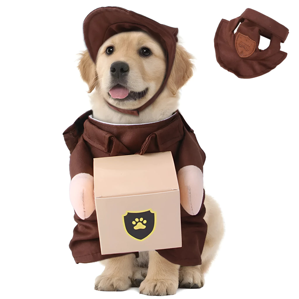 Coffee-coloured polyester dog clothing for small to large breed pets in casual funny style