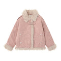 Women's American-style retro loose fit lambswool coat in black with lapel collar