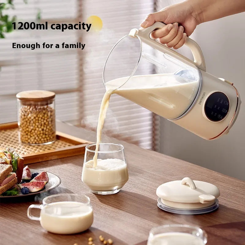 Automatic cytoderm breaking soybean milk machine with 1.2L glass body in milky white colour