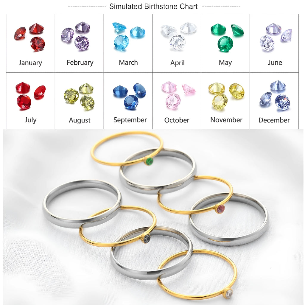 A geometric titanium steel ring with engraved details and a December birthstone colour accent.