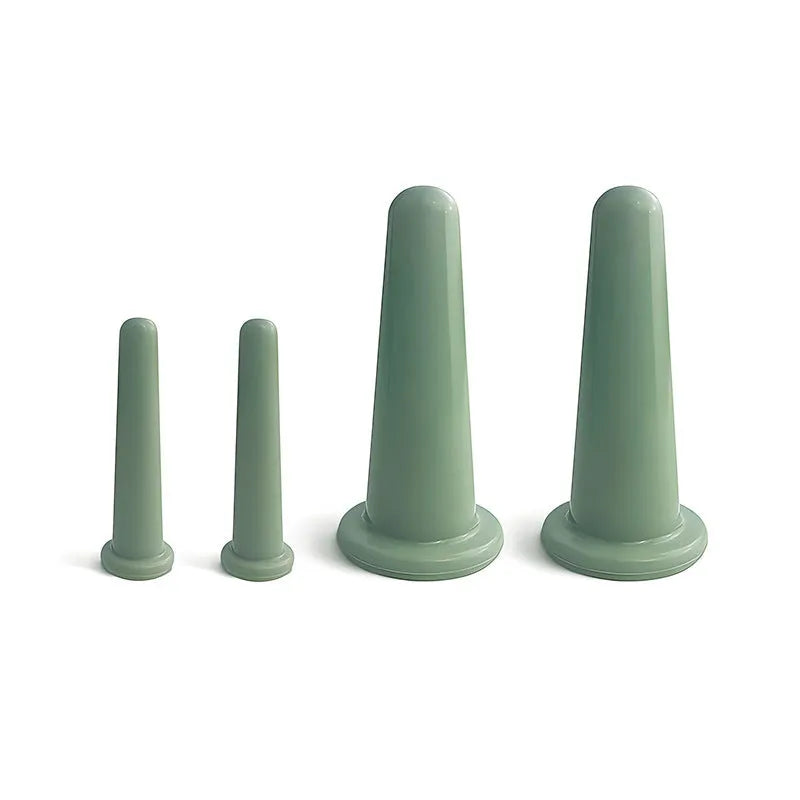 Silicone cupping device 4-piece set with yarn bag for face eye beauty skin care lifting and body shaping