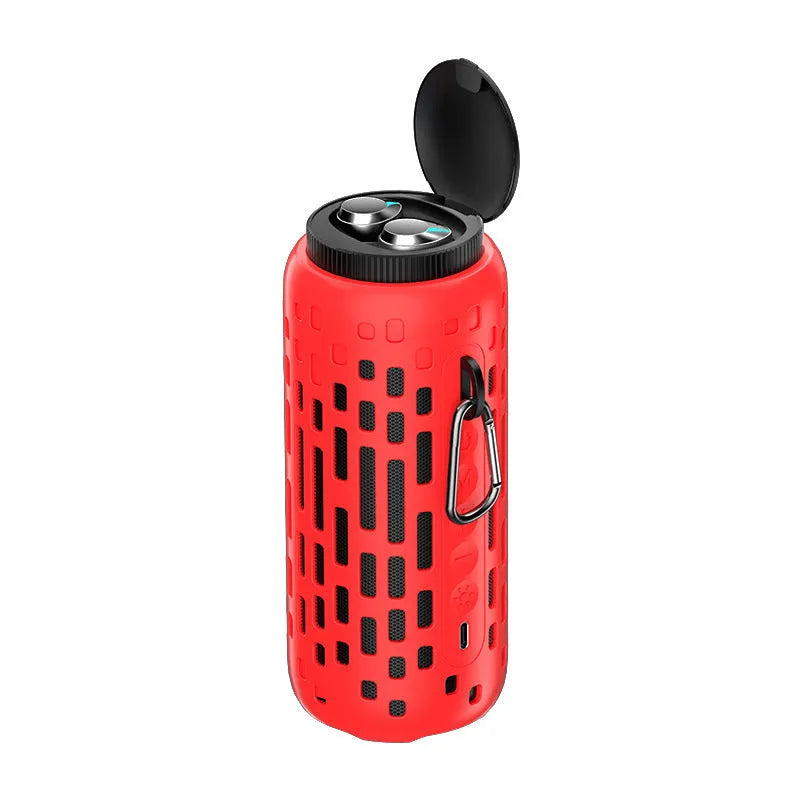 Outdoor small steel cannon wireless Bluetooth earphones in black with ABS build and USB charging