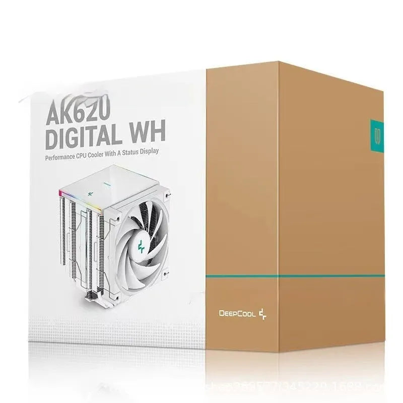 DeepCool AK Series black CPU tower air cooler with digital display and dual fans