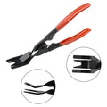 Red-handled steel automotive door panel clip removal tool for General Motors vehicles.