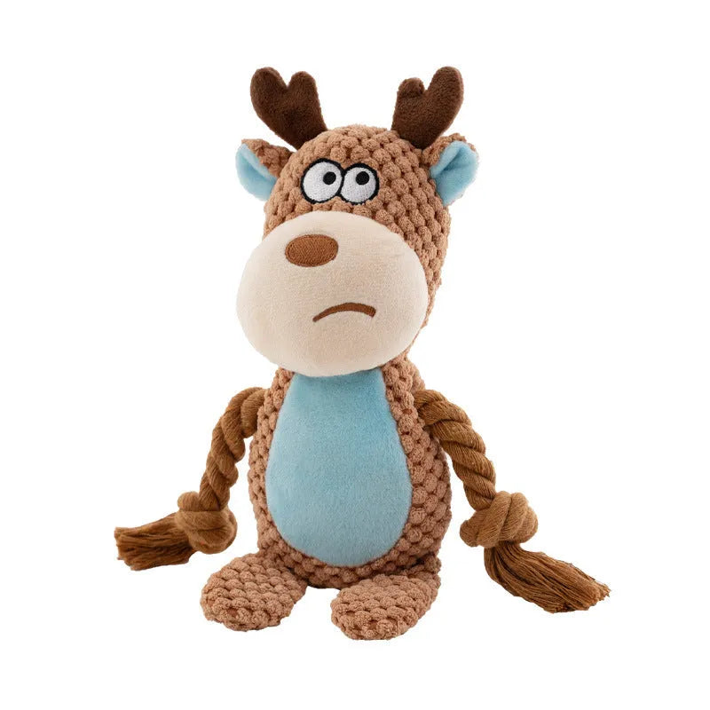 Plush and cotton rope interactive tug of war dog toy in hippo design