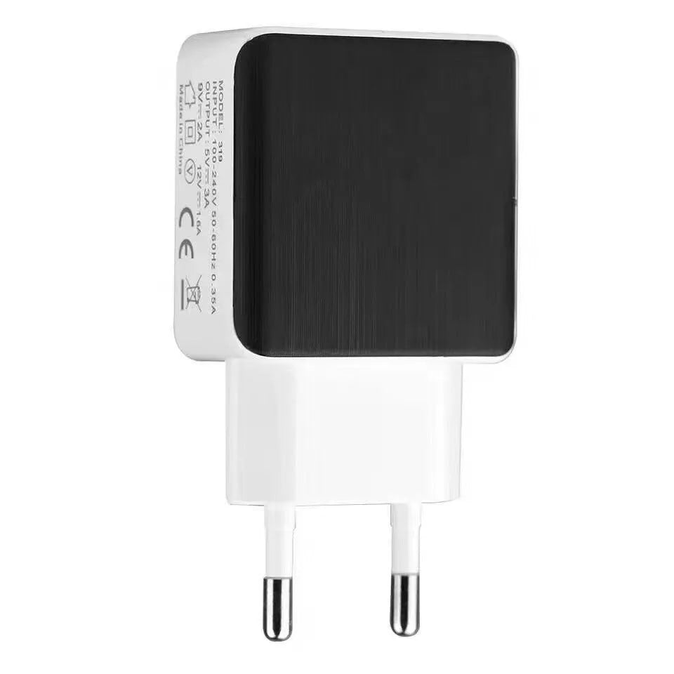 QC30 5V3A USB charger head with bare metal finish, black American standard plug, single USB port
