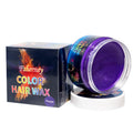 A 120g tub of hair styling clay for strong hold and colour, shown in one of nine available shades.