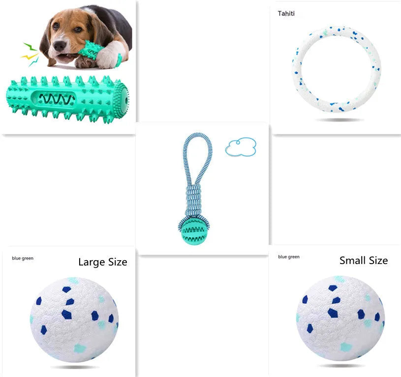 Vocal TPR dog teething stick in blue, with textured surface and squeaker, 186mm height for chewing