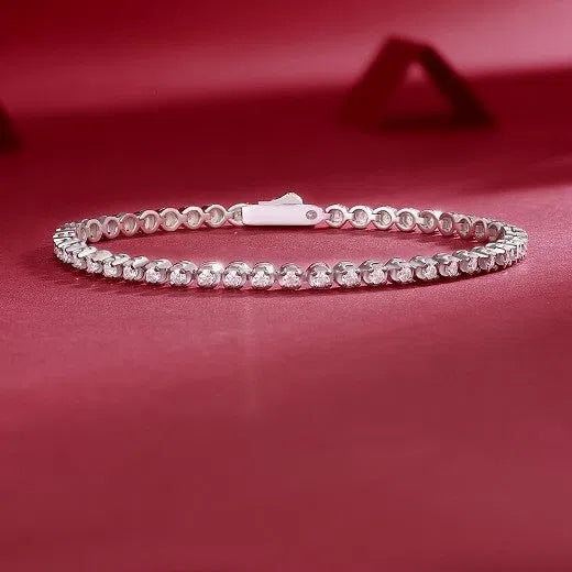 S925 sterling silver geometric women's bracelet with D-E extremely white moissanite, 16.5 cm, white colour