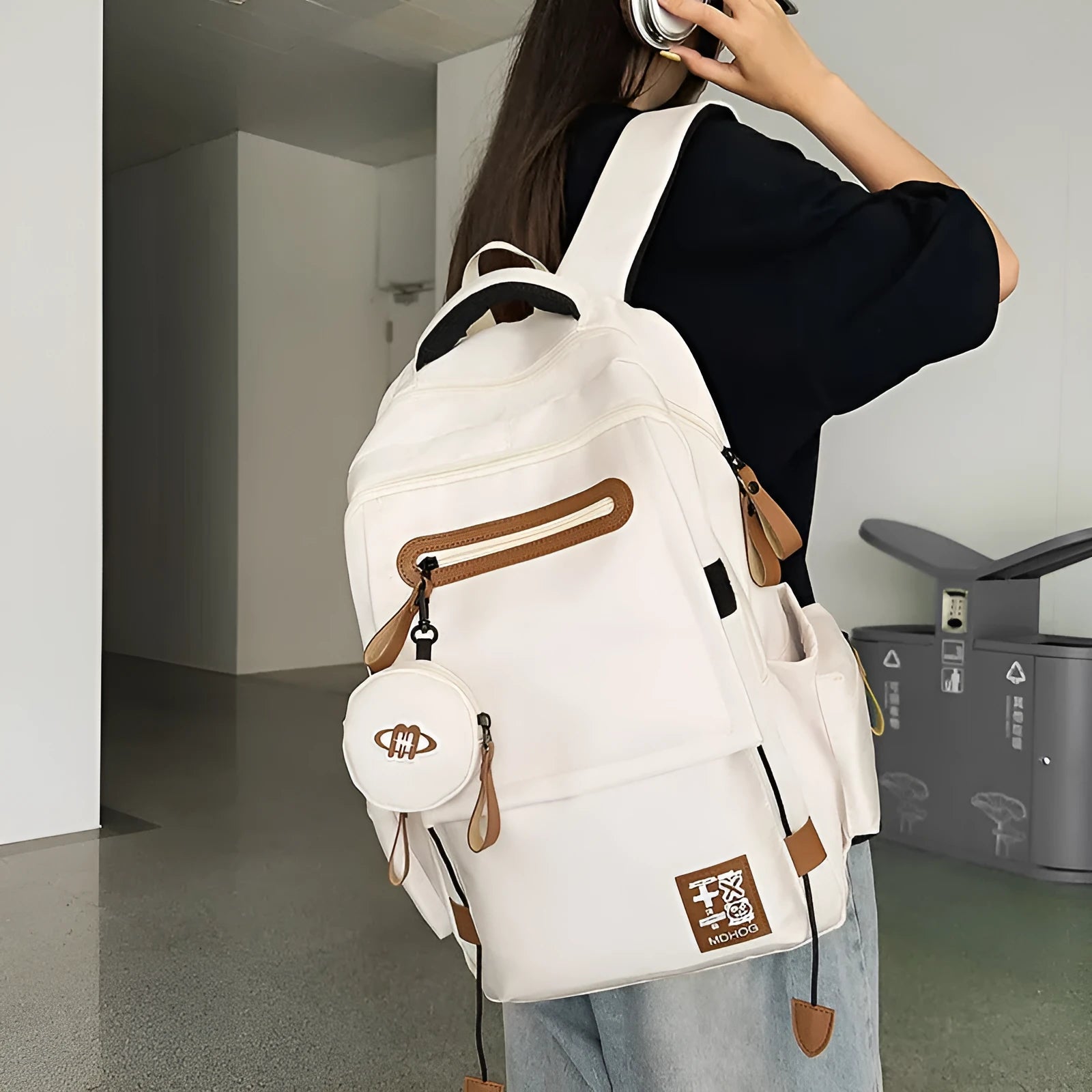 Large capacity waterproof leisure travel backpack in multiple colours with contrast stitching