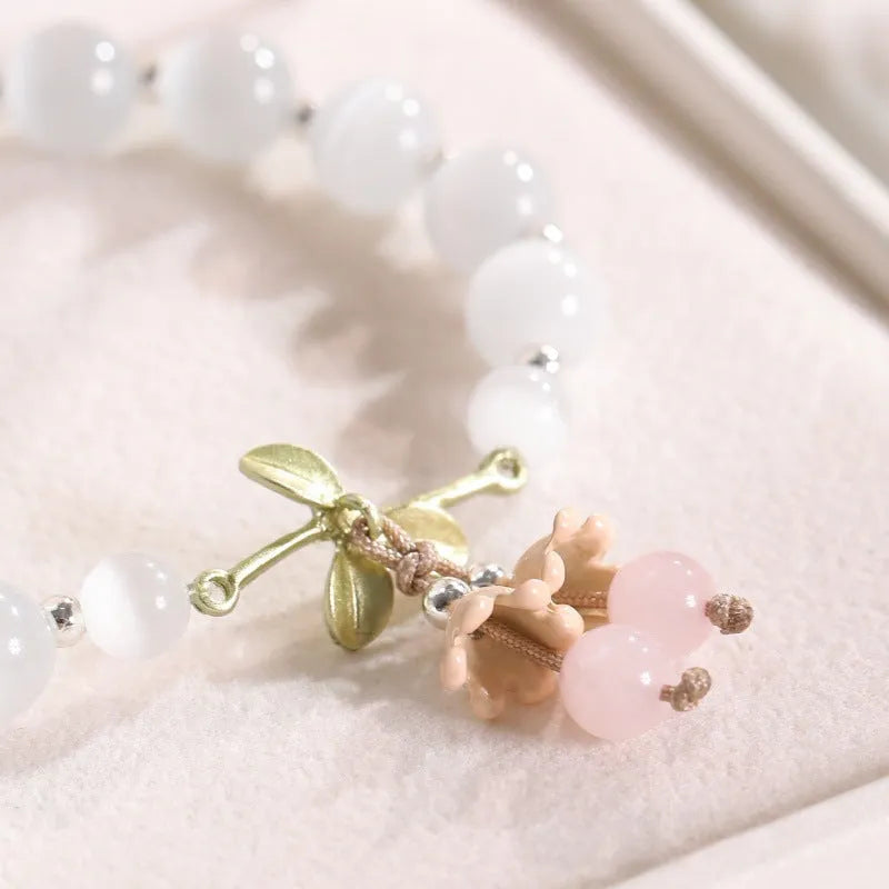 Electroplated opal cat's eye stone beaded bracelet with diamond-shaped beads for women in multiple colour variations