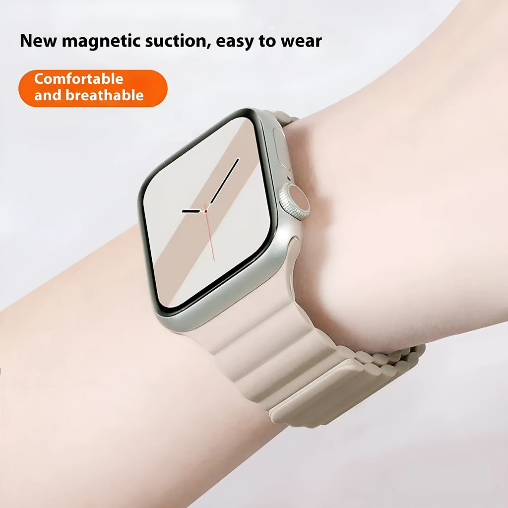 Silicone magnetic Apple Watch strap, 22cm, in Oxford pink, starlight, orange, mint, or navy colour options
