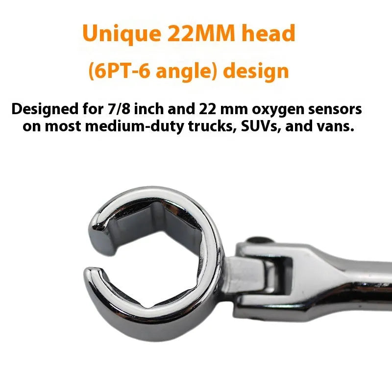 22mm hexagonal oxygen sensor removal tool with bright chrome finish measuring 270mm length