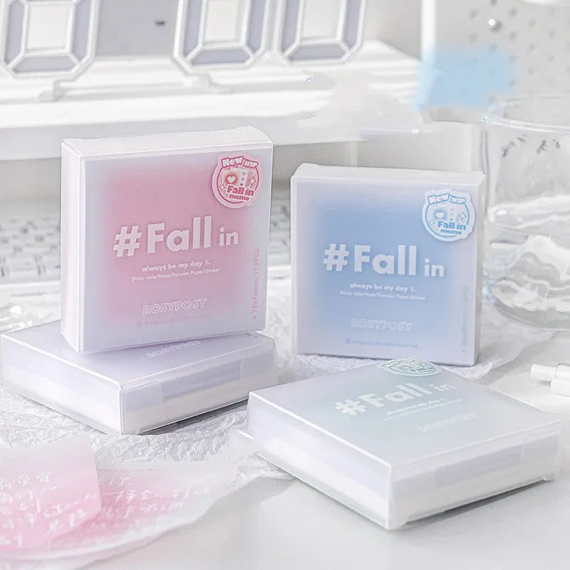Square 70mm sticky notes and sulphate paper pad set in blush, green, purple, blue gradient colours.