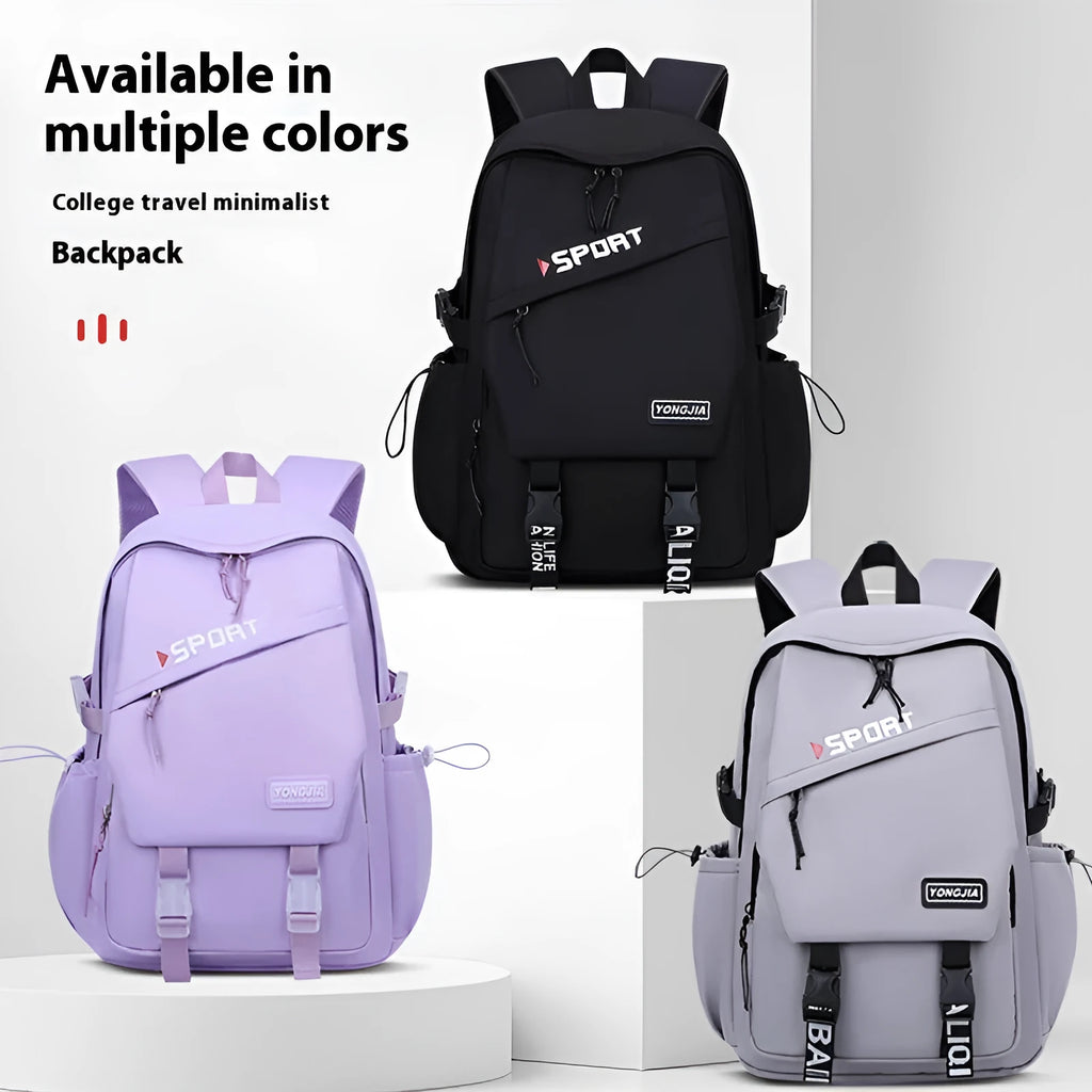 School Trends backpack in gray, large capacity Oxford cloth with curved shoulder straps for school use